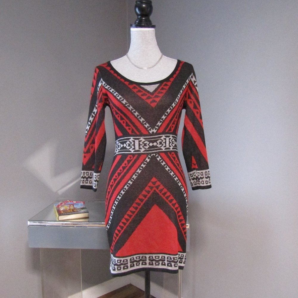 NWT Flying Tomato Red Black Gray Sweater Dress